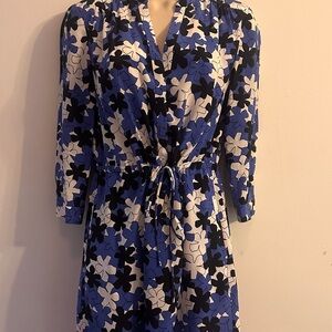 Diane Von Furstenberg Blue Puff Sleeve Shirt Dress